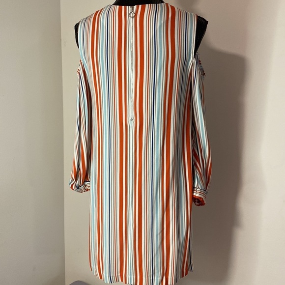 Allen Schwartz Boutique line striped cold shoulder sheath midi dress size 4 - Picture 8 of 11